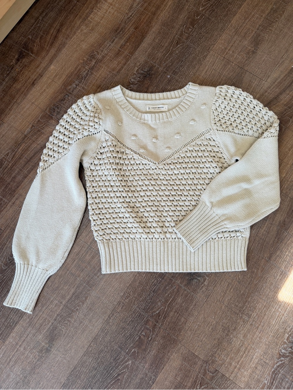 Lucky brand Light Cream Textured Knit Women's Sweater